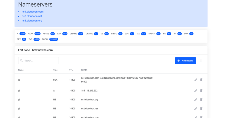 managing DNS records edit DNS zone