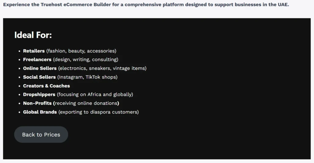 Experience the Truehost eCommerce Builder for a comprehensive platform designed to support businesses in the UAE.