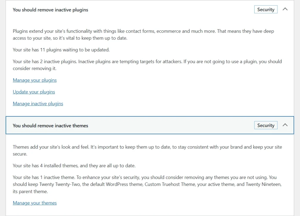 you should remove inactive plugins and WordPress themes