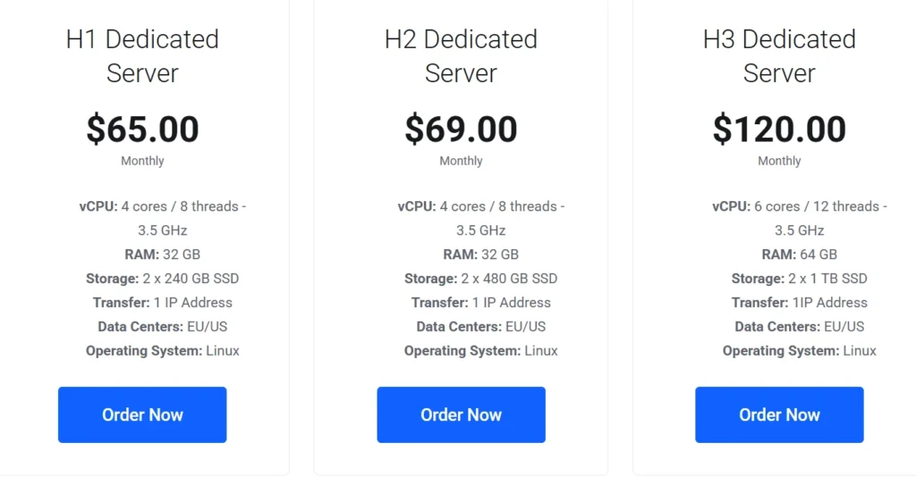 dedicated servers Get more resources for best performance