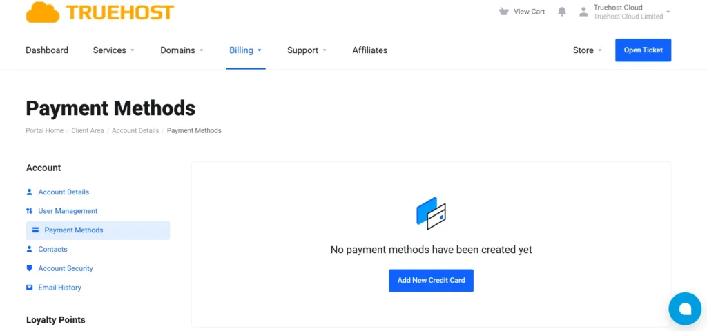 No payment methods have been created yet
