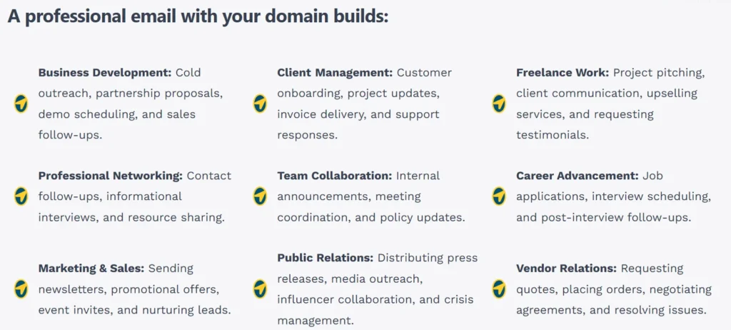 A professional email with your domain builds