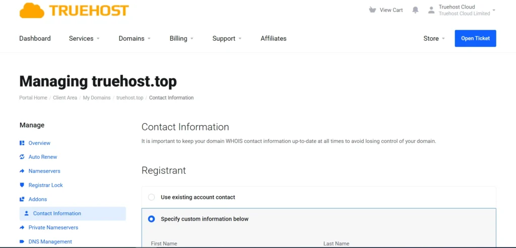 Contact Information
It is important to keep your domain WHOIS contact information up-to-date at all times to avoid losing control of your domain.