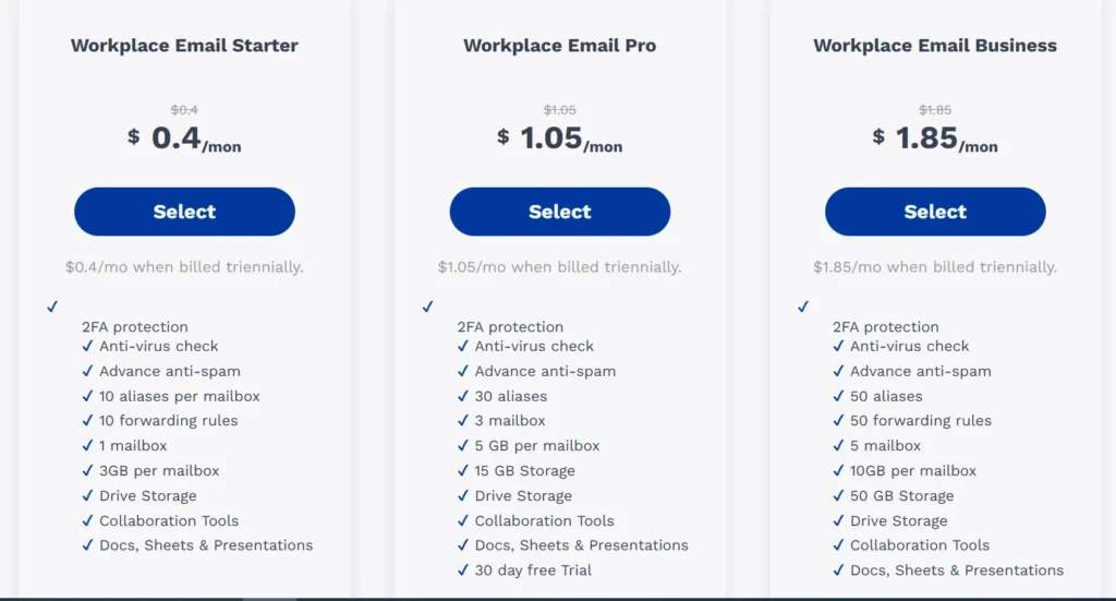 truehost email plans