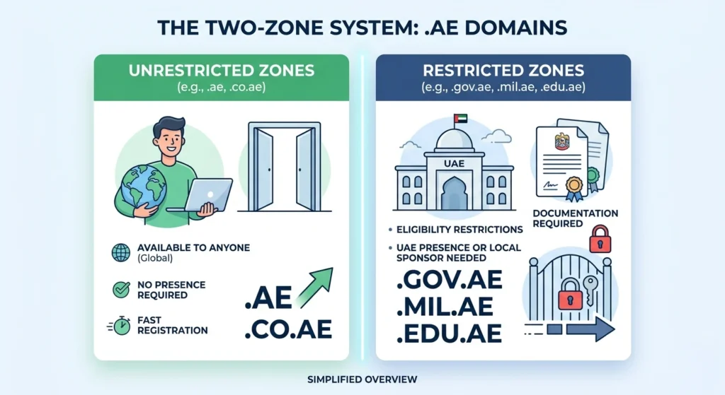 The Two-Zone System: Unrestricted vs. Restricted .ae Domains