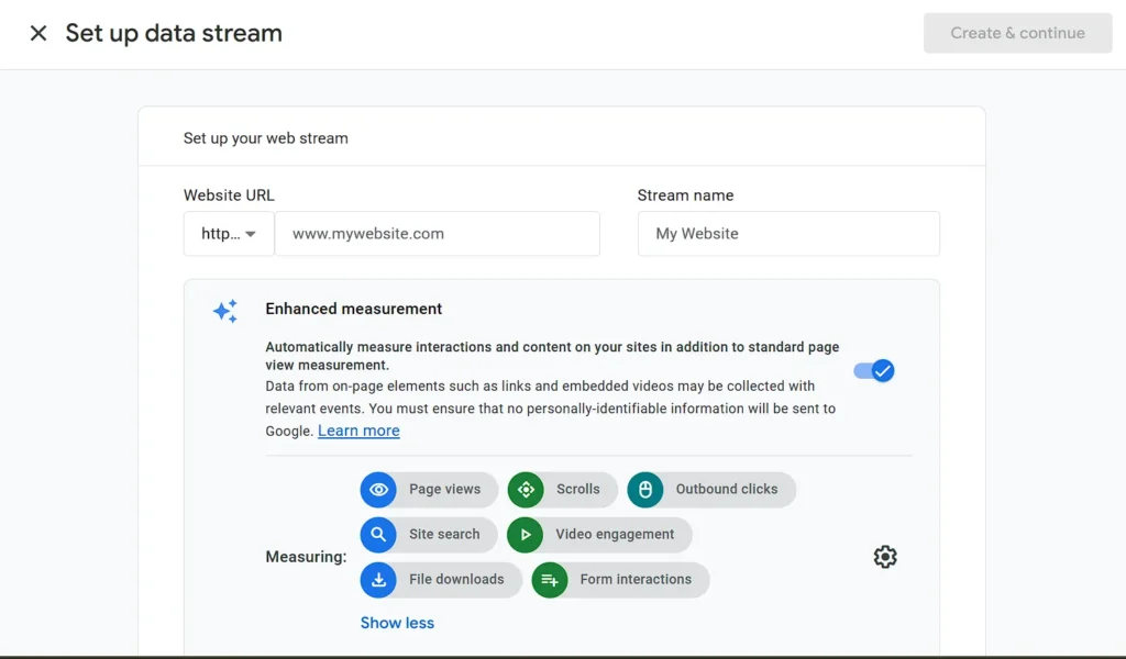 Automatically measure interactions and content on your sites in addition to standard page view measurement.