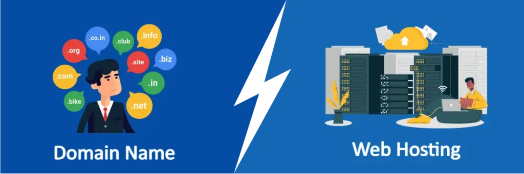 domain name vs web hosting