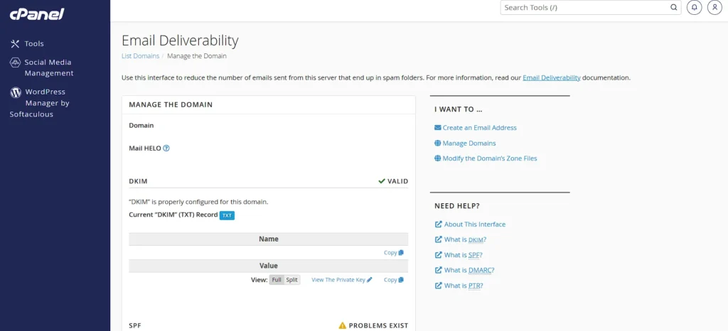 Use this interface to reduce the number of emails sent from this server that end up in spam folders.