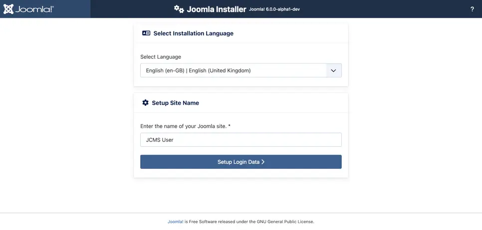joomla setup