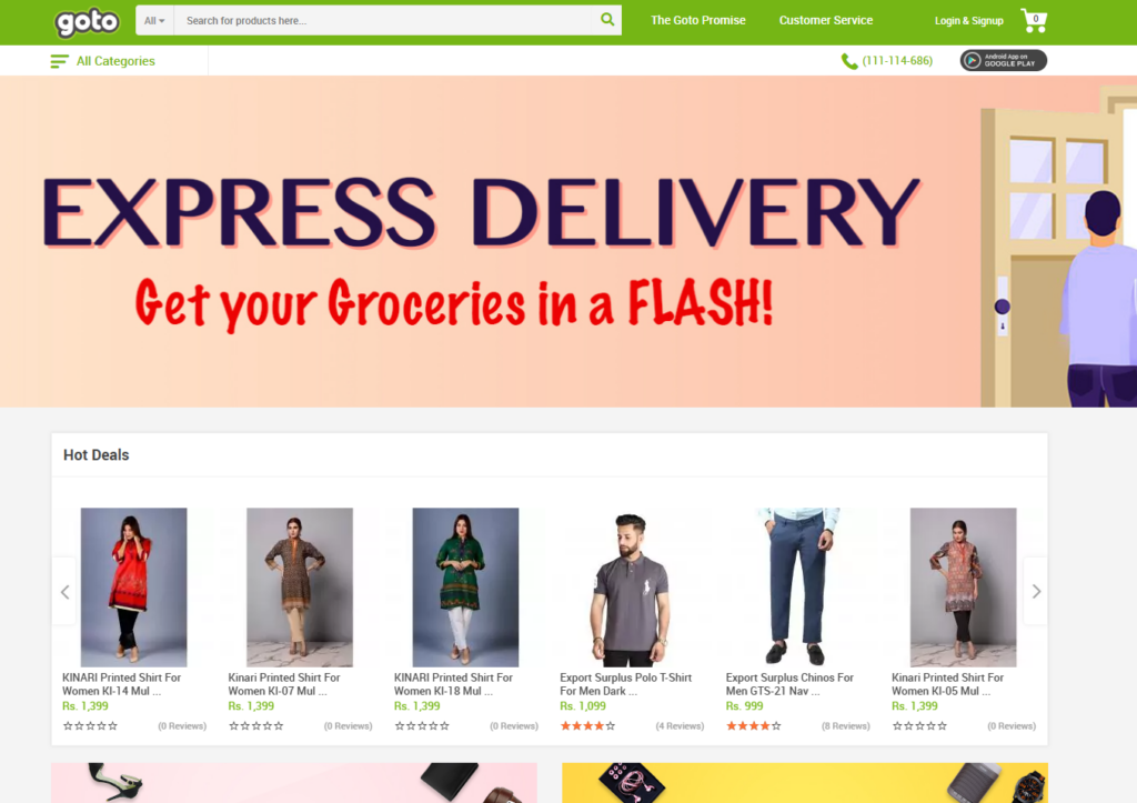 Goto is a prominent online marketplace in Pakistan, offering a comprehensive selection of products from various categories, known for its deals and customer support.