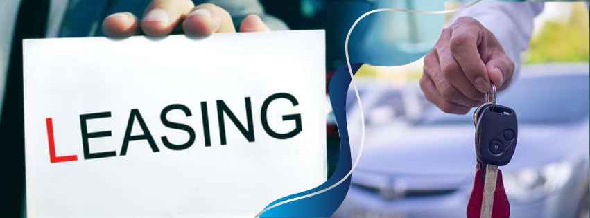 A man holding out car keys and a cay in his back ground and on the other picture is a hand holding out a leasing sign