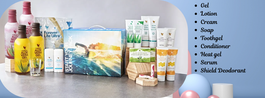 An image of different forever living products available to sell including: Gel
Lotion
Cream
Soap
Toothgel
Conditioner
Heat gel
Serum
Shield Deodorant