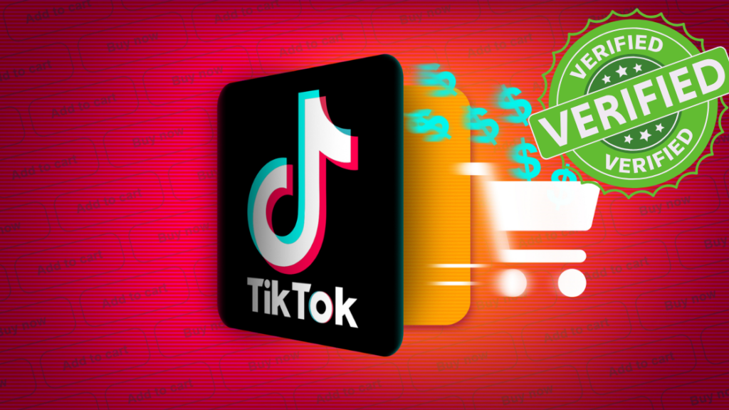 Shows the tiktok logo and the verified sign answering the question, is tiktok shop legit.