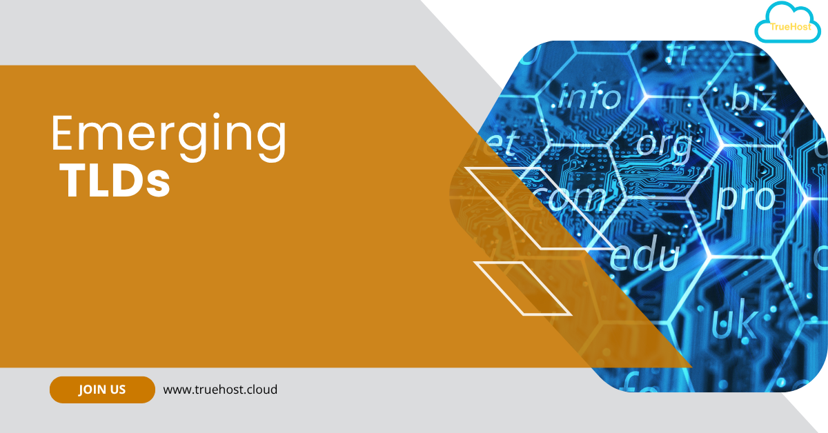 several tlds in hexagons and the title emerging tlds