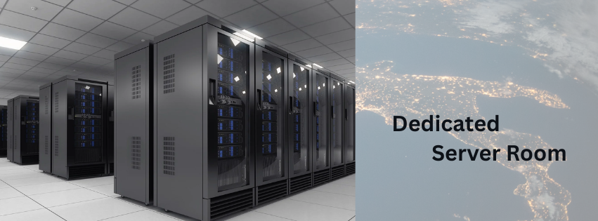 Shows a dedicated server room