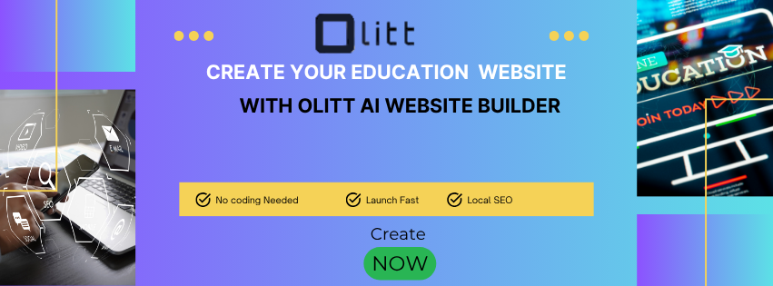 An education cta poster encouraging people to create their website with olitt ai