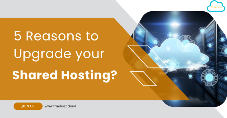 a hosting graphic and the title 5 reasons to upgrade your shared hosting