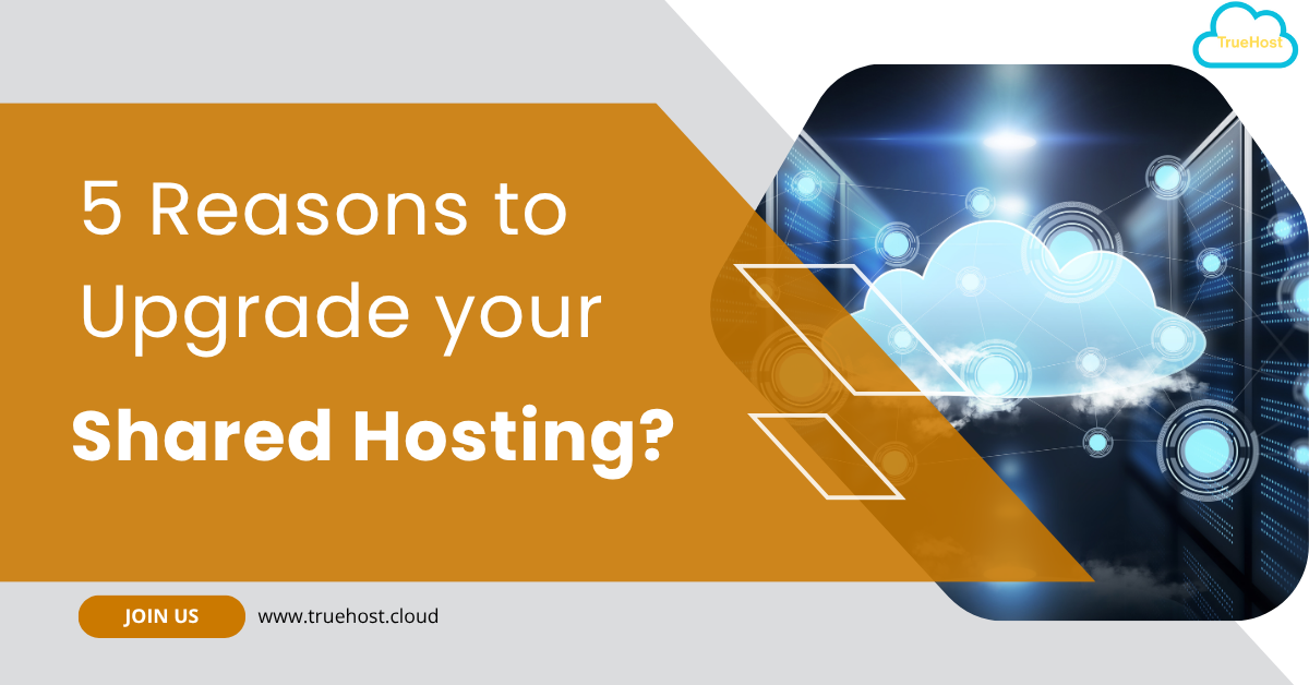 a hosting graphic and the title 5 reasons to upgrade your shared hosting